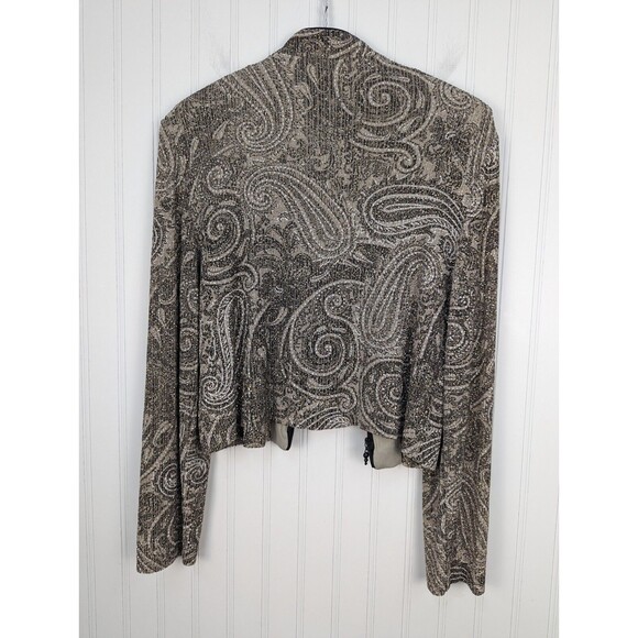 Alex Eveving Women's Formal Cropped Jacket Metelic Long Sleeve Sparkle Size 8 - Picture 9 of 10